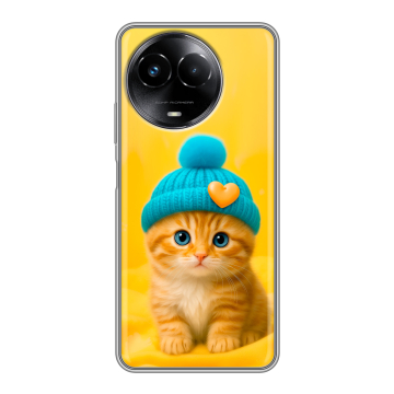 Силиконовый чехол на Realme Narzo 60x 5G с принтом Котенок в шапке Силиконовый чехол на Realme Narzo 60x 5G с принтом Котенок в шапке