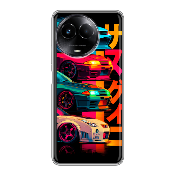 Силиконовый чехол на Realme Narzo 60x 5G с принтом Гоночные машины Силиконовый чехол на Realme Narzo 60x 5G с принтом Гоночные машины