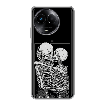 Силиконовый чехол на Realme Narzo 60x 5G с принтом Поцелуй скелетов Силиконовый чехол на Realme Narzo 60x 5G с принтом Поцелуй скелетов