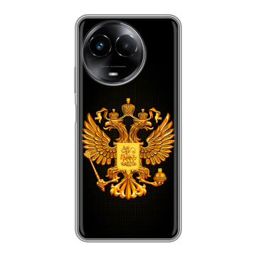 Силиконовый чехол на Realme Narzo 60x 5G с принтом Герб России желтый Силиконовый чехол на Realme Narzo 60x 5G с принтом Герб России желтый