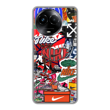 Силиконовый чехол на Realme Narzo 60x 5G с принтом Найк Nike яркий Силиконовый чехол на Realme Narzo 60x 5G с принтом Найк Nike яркий