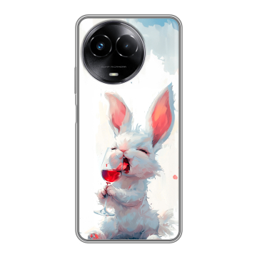 Силиконовый чехол на Realme Narzo 60x 5G с принтом кролик зайчик Силиконовый чехол на Realme Narzo 60x 5G с принтом кролик зайчик