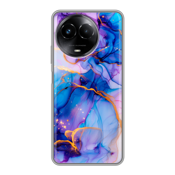 Силиконовый чехол на Realme Narzo 60x 5G с принтом синий мрамор Силиконовый чехол на Realme Narzo 60x 5G с принтом синий мрамор