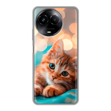 Силиконовый чехол на Realme Narzo 60x 5G с принтом котик Силиконовый чехол на Realme Narzo 60x 5G с принтом котик