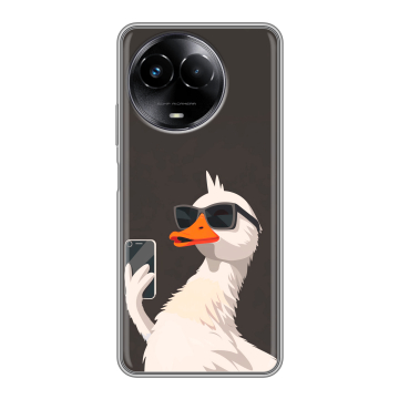 Силиконовый чехол на Realme Narzo 60x 5G с принтом утка в очках Силиконовый чехол на Realme Narzo 60x 5G с принтом утка в очках