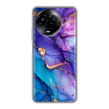 Силиконовый чехол на Realme Narzo 60x 5G с принтом синий мрамор Силиконовый чехол на Realme Narzo 60x 5G с принтом синий мрамор