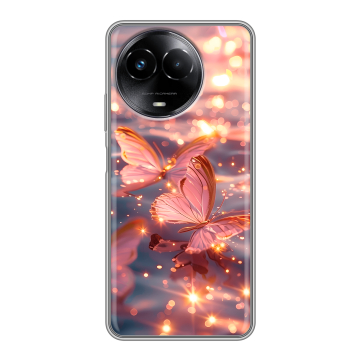Силиконовый чехол на Realme Narzo 60x 5G с принтом бабочки розовые Силиконовый чехол на Realme Narzo 60x 5G с принтом бабочки розовые