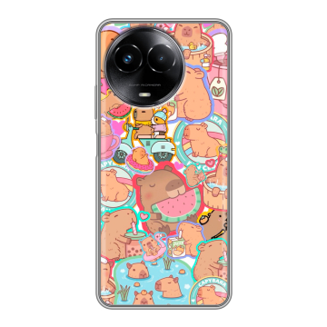 Силиконовый чехол на Realme Narzo 60x 5G с принтом капибары Силиконовый чехол на Realme Narzo 60x 5G с принтом капибары