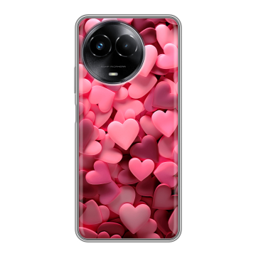 Силиконовый чехол на Realme Narzo 60x 5G с принтом розовые сердечки Силиконовый чехол на Realme Narzo 60x 5G с принтом розовые сердечки