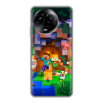 Силиконовый чехол на Realme Narzo 60x 5G с принтом Майнкрафт Minecraft