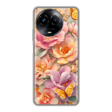 Силиконовый чехол на Realme Narzo 60x 5G с принтом Цветы и бабочки