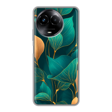 Силиконовый чехол на Realme Narzo 60x 5G с принтом Листья и золото