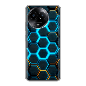 Силиконовый чехол на Realme Narzo 60x 5G с принтом Неоновые соты