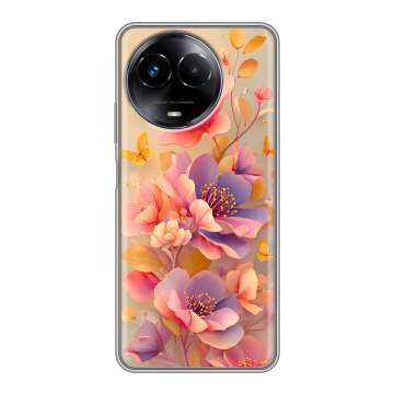 Силиконовый чехол на Realme Narzo 60x 5G с принтом Цветы и бабочки