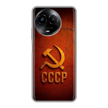 Силиконовый чехол на Realme Narzo 60x 5G с принтом Флаг Герб СССР Силиконовый чехол на Realme Narzo 60x 5G с принтом Флаг Герб СССР