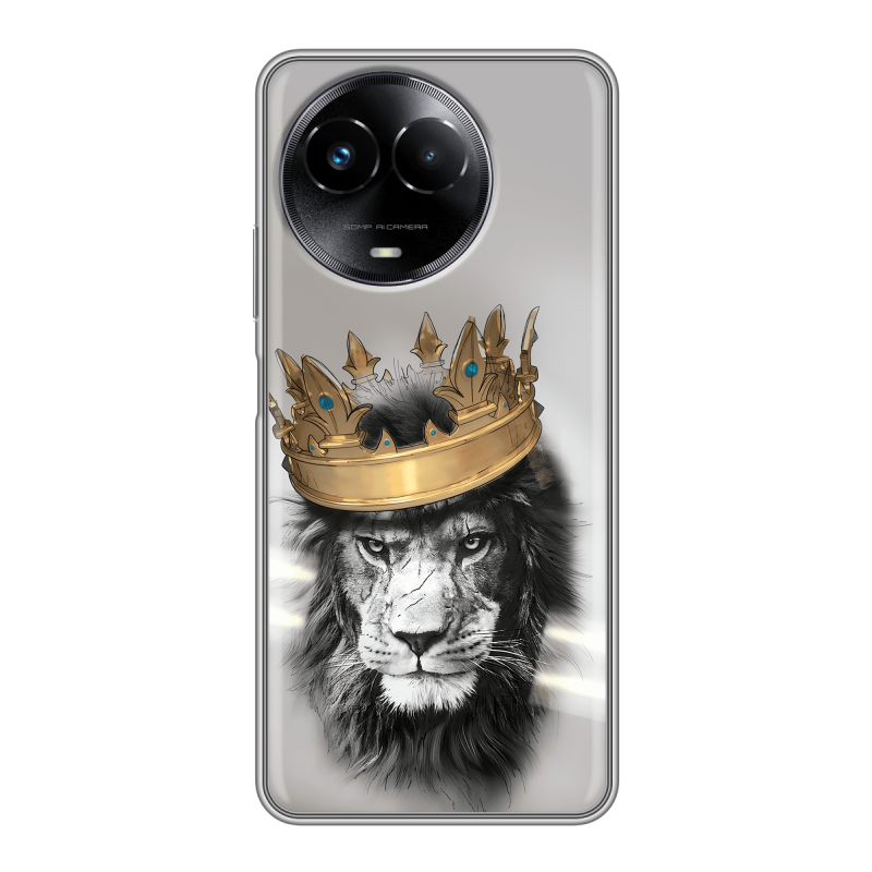 Силиконовый чехол на Realme Narzo 60x 5G с принтом Лев с короной Силиконовый чехол на Realme Narzo 60x 5G с принтом Лев с короной