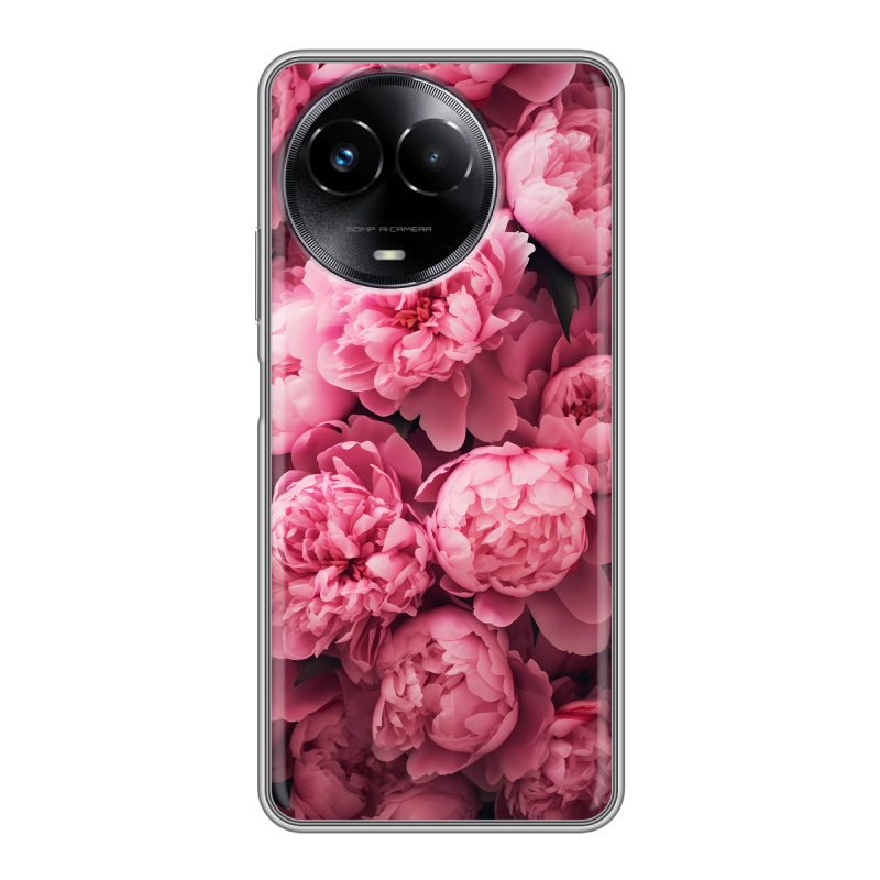 Силиконовый чехол на Realme Narzo 60x 5G с принтом цветы пионы Силиконовый чехол на Realme Narzo 60x 5G с принтом цветы пионы