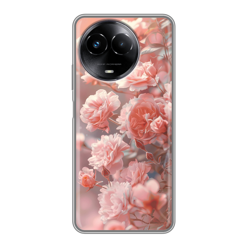 Силиконовый чехол на Realme Narzo 60x 5G с принтом Розовые розы Силиконовый чехол на Realme Narzo 60x 5G с принтом Розовые розы