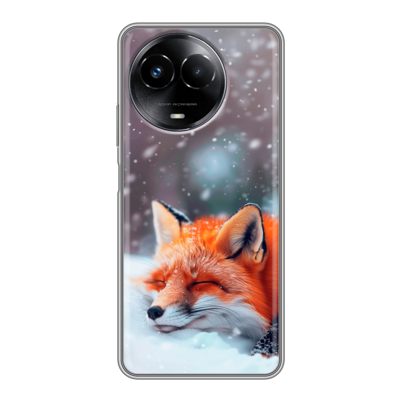 Силиконовый чехол на Realme Narzo 60x 5G с принтом лиса Силиконовый чехол на Realme Narzo 60x 5G с принтом лиса
