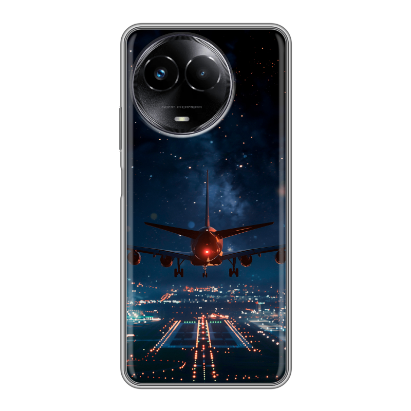 Силиконовый чехол на Realme Narzo 60x 5G с принтом самолет Силиконовый чехол на Realme Narzo 60x 5G с принтом самолет