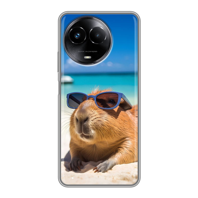 Силиконовый чехол на Realme Narzo 60x 5G с принтом Капибара Силиконовый чехол на Realme Narzo 60x 5G с принтом Капибара