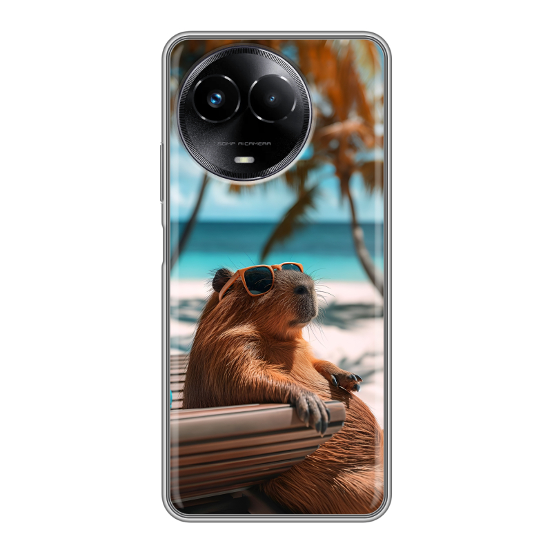 Силиконовый чехол на Realme Narzo 60x 5G с принтом Капибара Силиконовый чехол на Realme Narzo 60x 5G с принтом Капибара