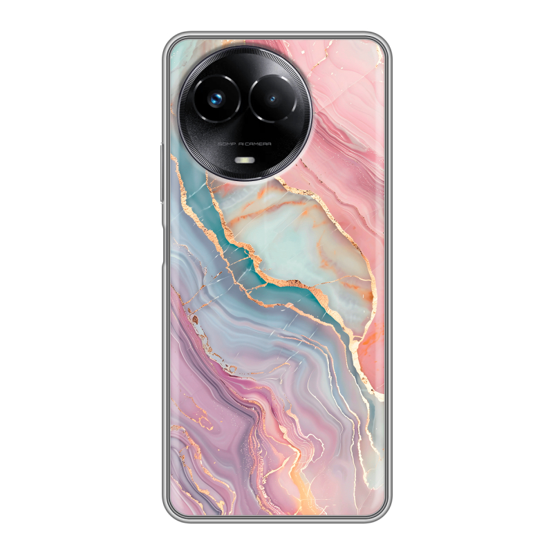 Силиконовый чехол на Realme Narzo 60x 5G с принтом розовый мрамор Силиконовый чехол на Realme Narzo 60x 5G с принтом розовый мрамор