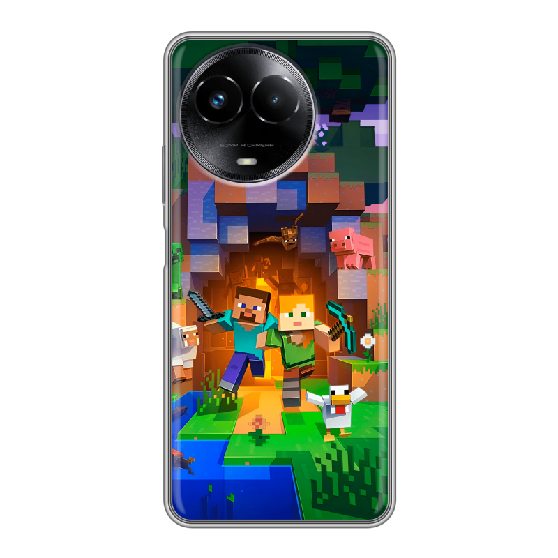 Силиконовый чехол на Realme Narzo 60x 5G с принтом Майнкрафт Minecraft Силиконовый чехол на Realme Narzo 60x 5G с принтом Майнкрафт Minecraft