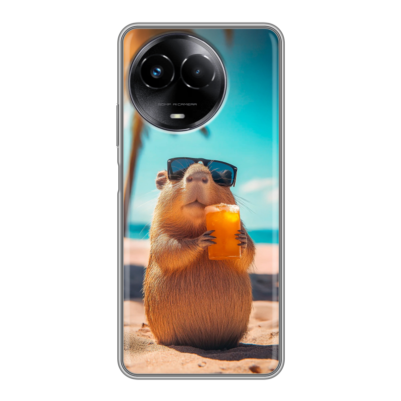 Силиконовый чехол на Realme Narzo 60x 5G с принтом Капибара Силиконовый чехол на Realme Narzo 60x 5G с принтом Капибара