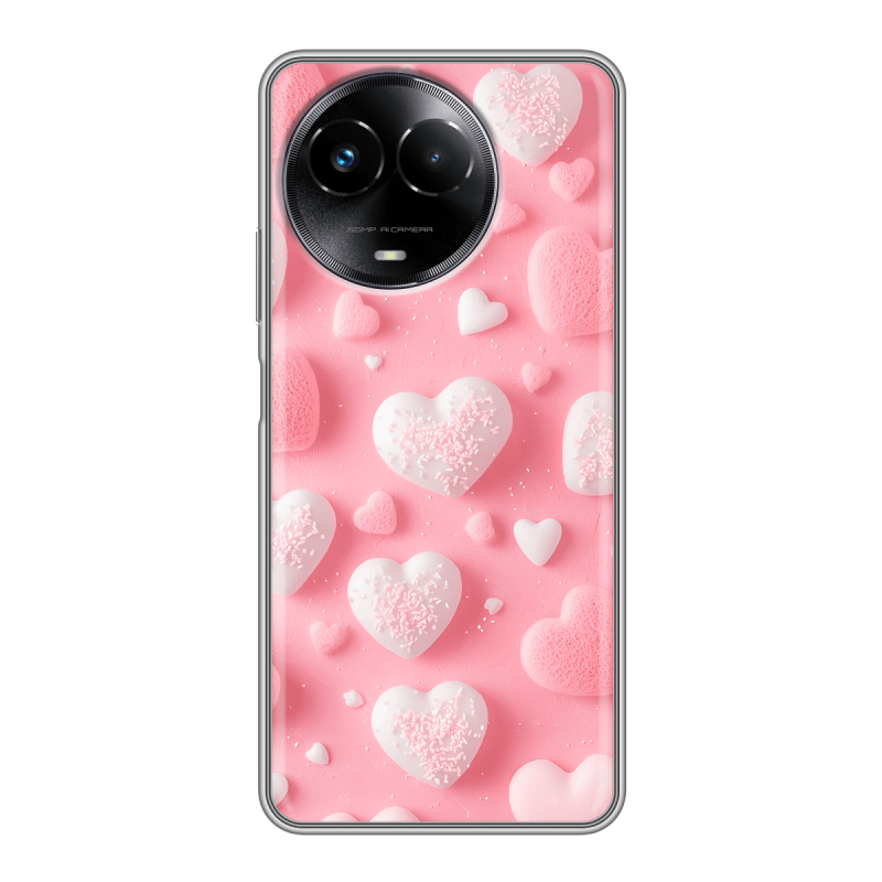 Силиконовый чехол на Realme Narzo 60x 5G с принтом Сердечки Силиконовый чехол на Realme Narzo 60x 5G с принтом Сердечки