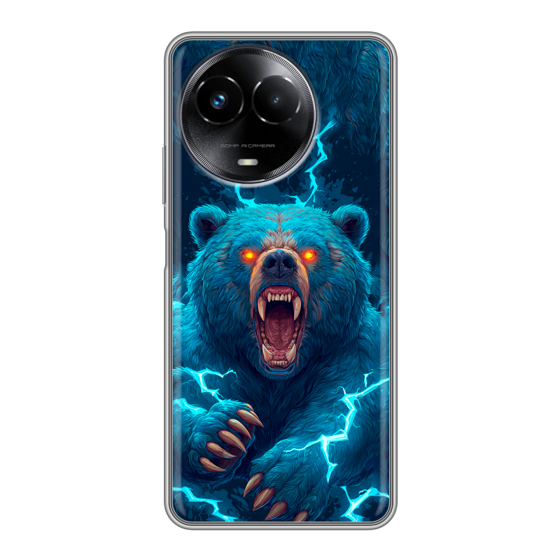 Силиконовый чехол на Realme Narzo 60x 5G с принтом Медведь Силиконовый чехол на Realme Narzo 60x 5G с принтом Медведь