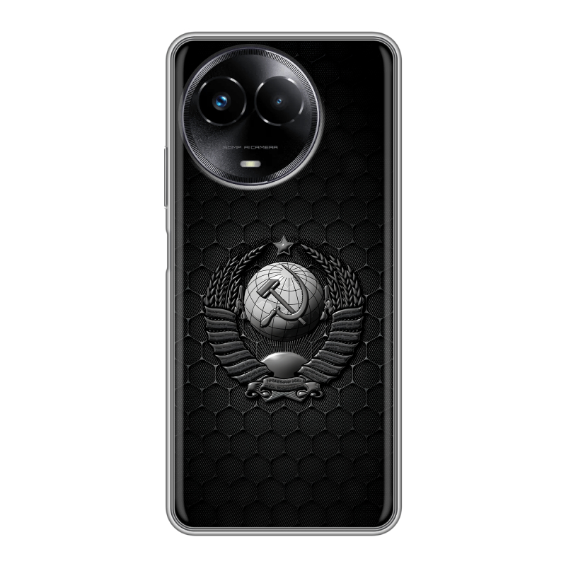 Силиконовый чехол на Realme Narzo 60x 5G с принтом Герб Флаг СССР Силиконовый чехол на Realme Narzo 60x 5G с принтом Герб Флаг СССР