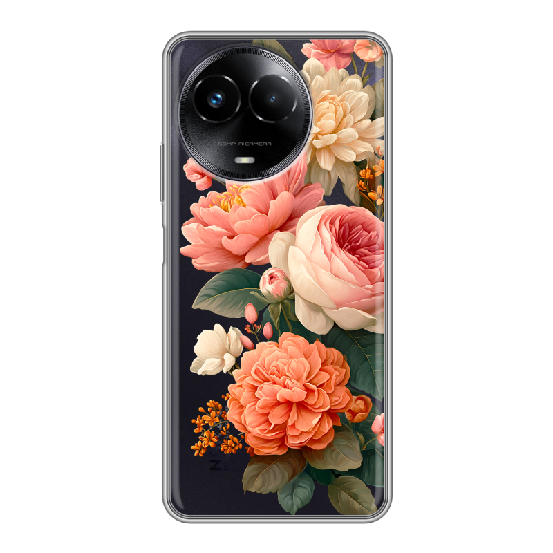 Силиконовый чехол на Realme Narzo 60x 5G с принтом цветы Силиконовый чехол на Realme Narzo 60x 5G с принтом цветы