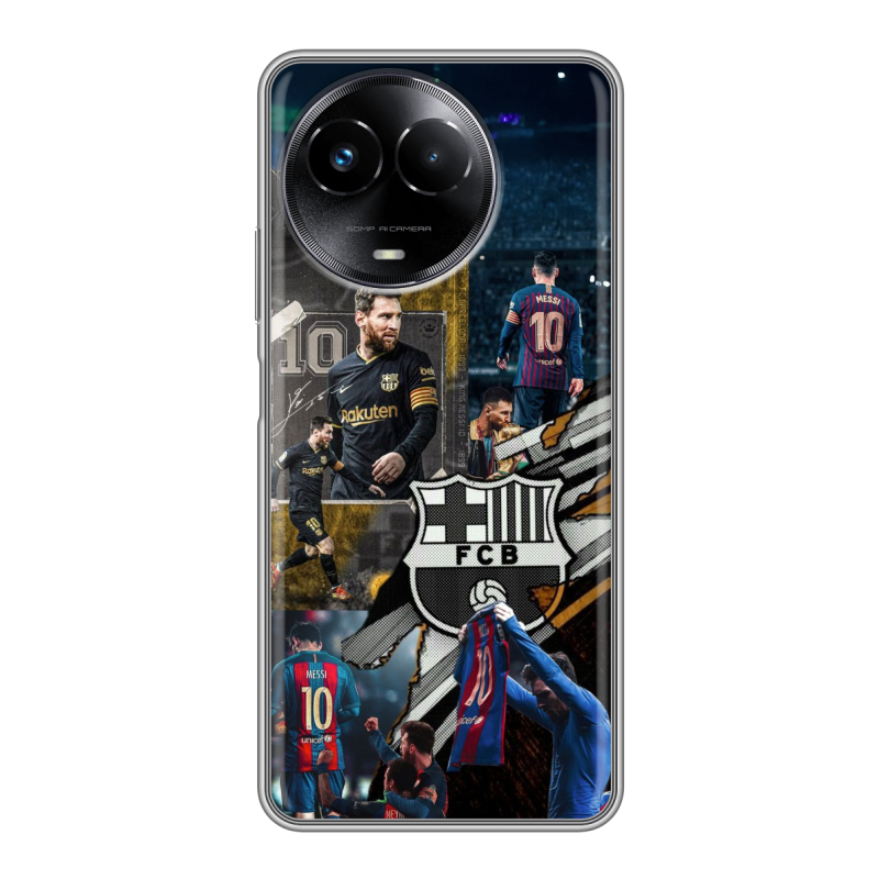 Силиконовый чехол на Realme Narzo 60x 5G с принтом Messi Barcelona Силиконовый чехол на Realme Narzo 60x 5G с принтом Messi Barcelona
