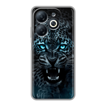Силиконовый чехол на Infinix Smart 8 Pro с принтом Темный леопард Силиконовый чехол на Infinix Smart 8 Pro с принтом Темный леопард