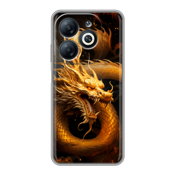 Силиконовый чехол на Infinix Smart 8 Pro с принтом Золотой дракон Силиконовый чехол на Infinix Smart 8 Pro с принтом Золотой дракон