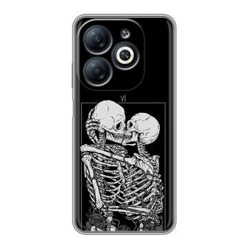 Силиконовый чехол на Infinix Smart 8 Pro с принтом Поцелуй скелетов