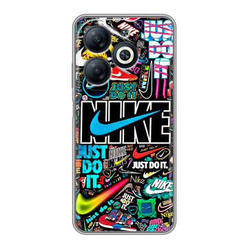 Силиконовый чехол на Infinix Smart 8 Pro с принтом найк nike черный Силиконовый чехол на Infinix Smart 8 Pro с принтом найк nike черный