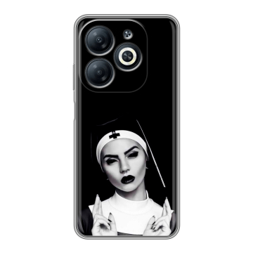 Силиконовый чехол на Infinix Smart 8 Pro с принтом монашка Силиконовый чехол на Infinix Smart 8 Pro с принтом монашка