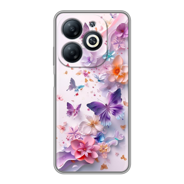 Силиконовый чехол на Infinix Smart 8 Pro с принтом цветы бабочки