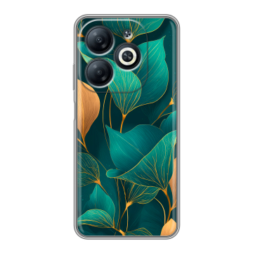 Силиконовый чехол на Infinix Smart 8 Pro с принтом Листья и золото