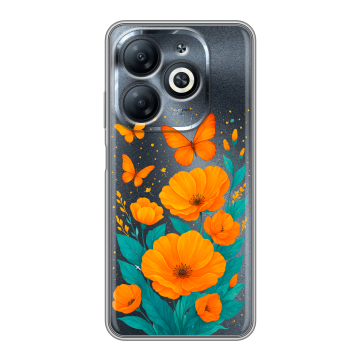 Силиконовый чехол на Infinix Smart 8 Pro с принтом цветы бабочки