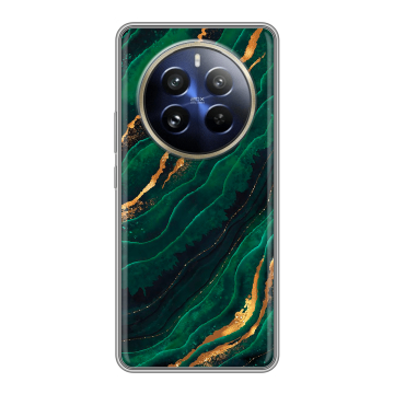 Силиконовый чехол на Realme 12 Pro с принтом Мрамор зеленое золото Силиконовый чехол на Realme 12 Pro с принтом Мрамор зеленое золото