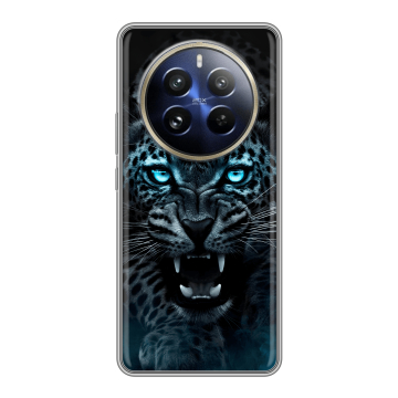 Силиконовый чехол на Realme 12 Pro с принтом Темный леопард Силиконовый чехол на Realme 12 Pro с принтом Темный леопард