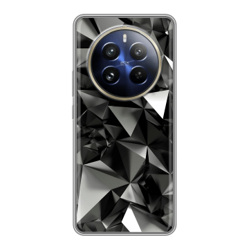 Силиконовый чехол на Realme 12 Pro с принтом Черные кристаллы Силиконовый чехол на Realme 12 Pro с принтом Черные кристаллы
