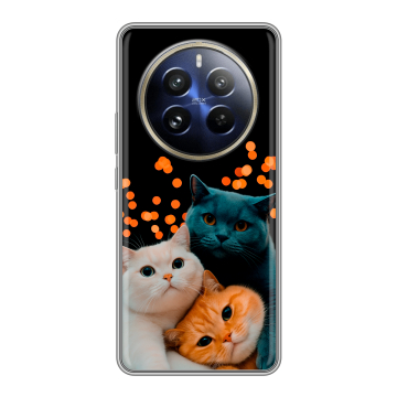 Силиконовый чехол на Realme 12 Pro с принтом Кошки Силиконовый чехол на Realme 12 Pro с принтом Кошки