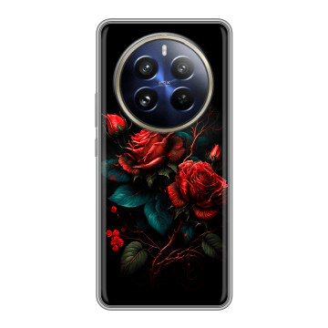 Силиконовый чехол на Realme 12 Pro с принтом Розы красные