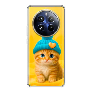 Силиконовый чехол на Realme 12 Pro с принтом Котенок в шапке Силиконовый чехол на Realme 12 Pro с принтом Котенок в шапке
