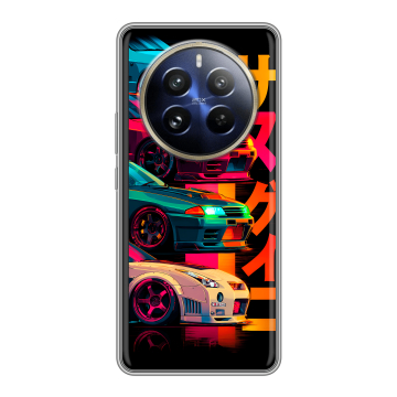 Силиконовый чехол на Realme 12 Pro с принтом Гоночные машины