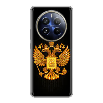 Силиконовый чехол на Realme 12 Pro с принтом Герб России желтый
